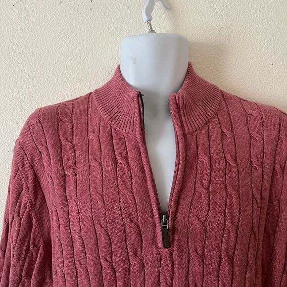 Club Room Men's Pima Cable Quarter-Zip Red Size Extra Large - Picture 5 of 10